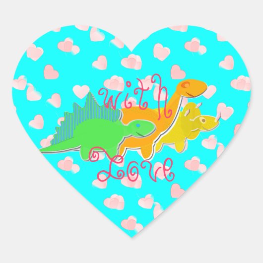 Sticker Cœur Avec des dinosaures d'amour (Devant)