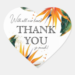 Sticker Cœur Avec tout notre coeur... Oiseaux de Paradise Bliss