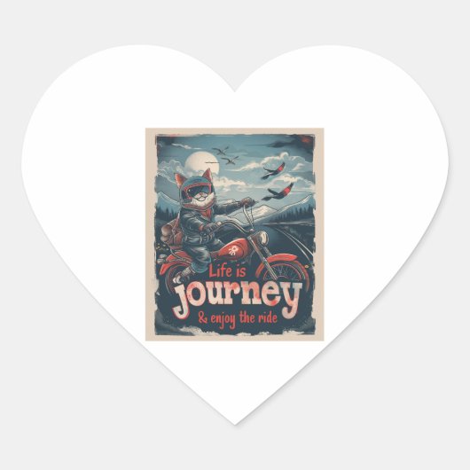 Sticker Cœur Aventure de motards (Devant)