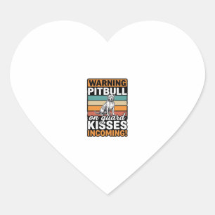 Sticker Cœur Avertissement Pitbull Bisous à venir Design de chi