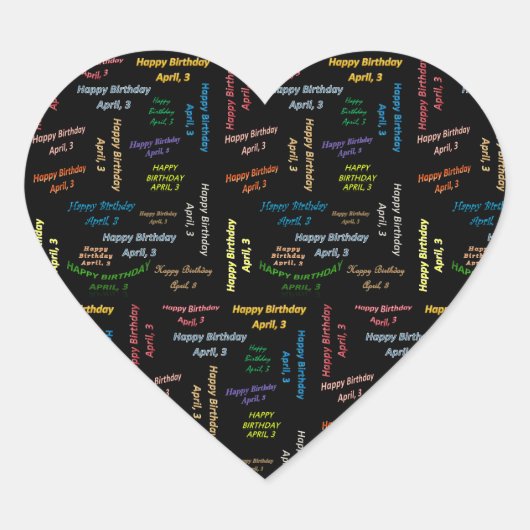 Sticker Cœur Avril 3 Anniversaire (Devant)