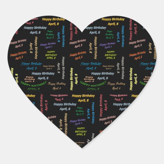 Sticker Cœur Avril 8 Anniversaire (Devant)