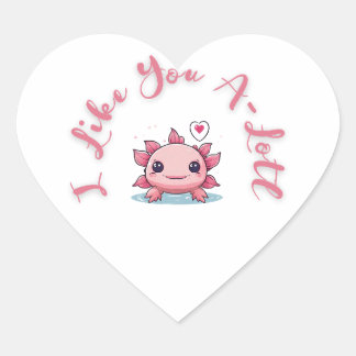 Sticker Cœur Axolotl Cute White Je T'Aime A-lotl