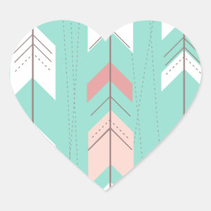 Sticker Cœur Aztèque tribal en bon état rose