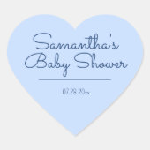 Sticker Cœur Baby shower bleu doux et simple (Devant)