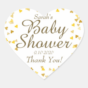 Sticker Cœur Baby shower Coeurs d'or / Sprinkle Favor