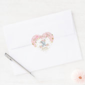 Sticker Cœur Baby shower d'éléphant rose floral mou (Enveloppe)