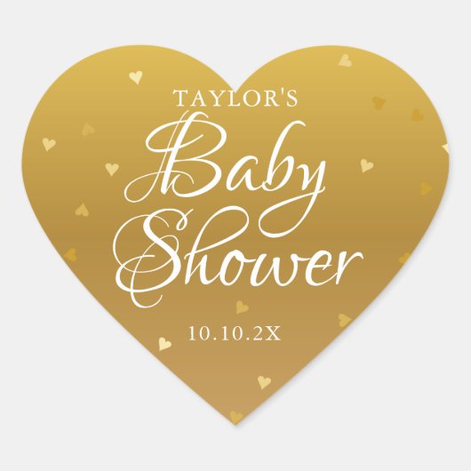 Sticker Cœur Baby shower des coeurs d'or (Devant)