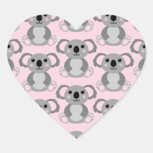 Sticker Cœur Baby shower d'ours rose Koala