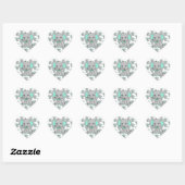 Sticker Cœur Baby shower éléphant Gris et Turquoise (Feuille)