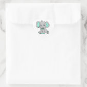Sticker Cœur Baby shower éléphant Gris et Turquoise (Sac)
