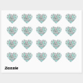 Sticker Cœur Baby shower éléphant Gris et Turquoise (Feuille)