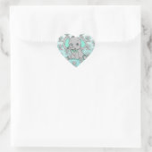 Sticker Cœur Baby shower éléphant Gris et Turquoise (Sac)