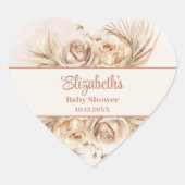 Sticker Cœur Baby shower Floral Boho Blush (Devant)