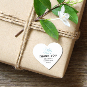 Sticker Cœur Baby shower garçon bleu mou