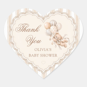 Sticker Cœur Baby-Shower Mixte Ourson