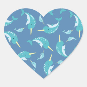 Sticker Cœur Baby shower Narval