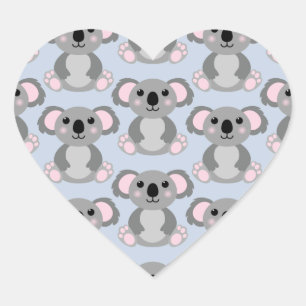 Sticker Cœur Baby shower Ours de Koala bleu