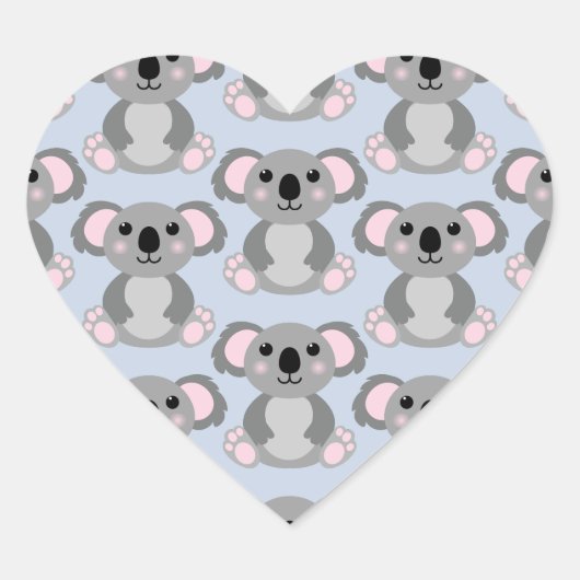 Sticker Cœur Baby shower Ours de Koala bleu (Devant)