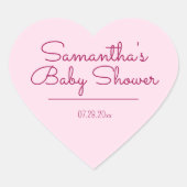 Sticker Cœur Baby shower rose doux et simple (Devant)