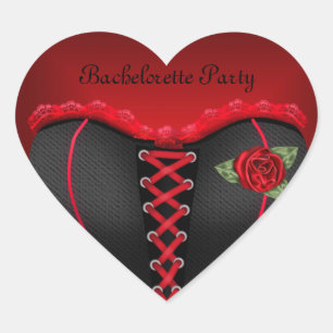 Sticker Coeur Bachelorette Party Black Red Corset