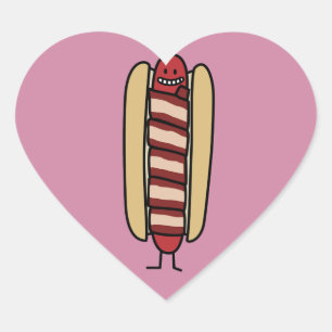 Sticker Cœur Bacon enveloppé Hot Dog Hotdog Wiener Bacon envelo