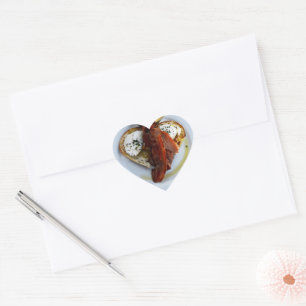 Sticker Cœur Bacon Et Oeufs Sur Le Pain Coeur Amoureux,