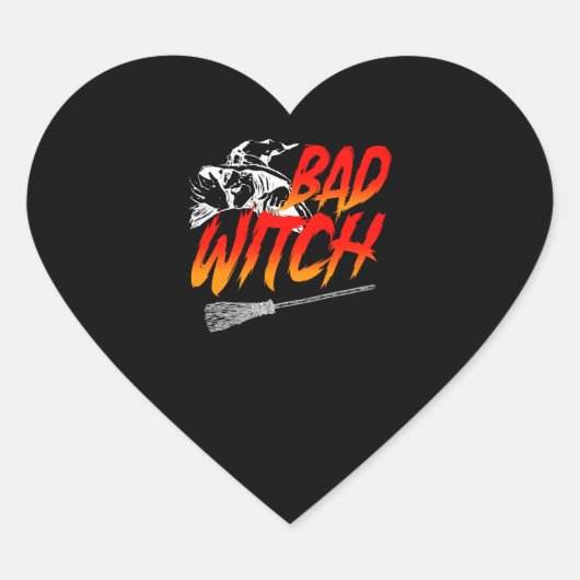 Sticker Cœur Bad Witch Halloween (Devant)