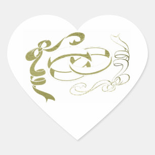 Sticker Cœur Bagues et vaches mariages