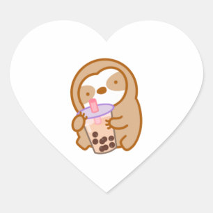 Sticker Cœur Baguette à thé au lait Boba mignonne