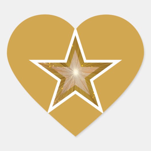 Sticker Cœur Baguette de coeur "Gold" Star jaune (Devant)