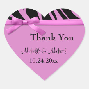 Sticker Cœur Baguette De Zèbre Rose Chaud Et Baguette De Merci 