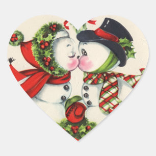 Sticker Cœur Baiser de Noël Vintage