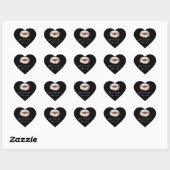 Sticker Cœur Baiser Lèvres noir blanc Rose maquillage nuptiale  (Feuille)
