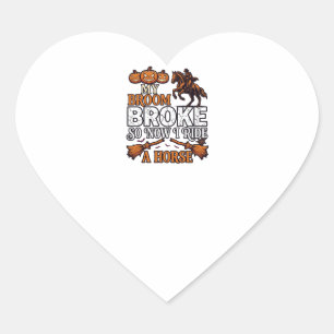 Sticker Cœur Balai Cassa Chevaucher Cheval Citrouille Cowboy Ch