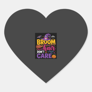 Sticker Cœur Balai d'Halloween Citation de Sorcière Cheveux N'i