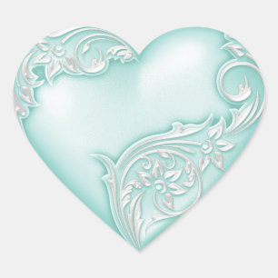 Sticker Cœur Balayage de coeur Verre de mer avec blanc