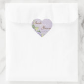 Sticker Cœur Balayage d'Hydrangée violette - Sceau Mariage ou S (Sac)