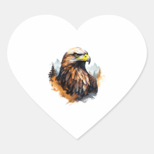 Sticker Cœur Bald Eagle Falconer Hunter Nature Ornithologue