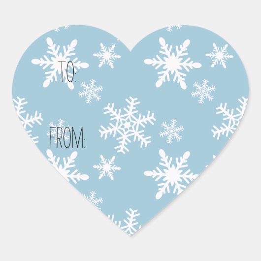 Sticker Cœur Balise cadeau Blue White Snowflakes (Devant)