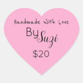 Sticker Cœur Balise de prix simple Coeur rose (Devant)