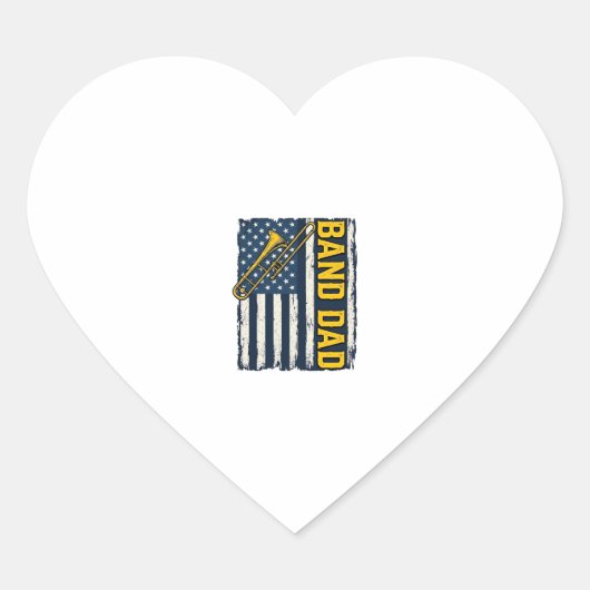 Sticker Cœur Band Dad Trombone American Flag Vintage Shirt Desi (Devant)