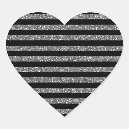 Sticker Cœur Bandes d'argent sur Décor Noir (Devant)