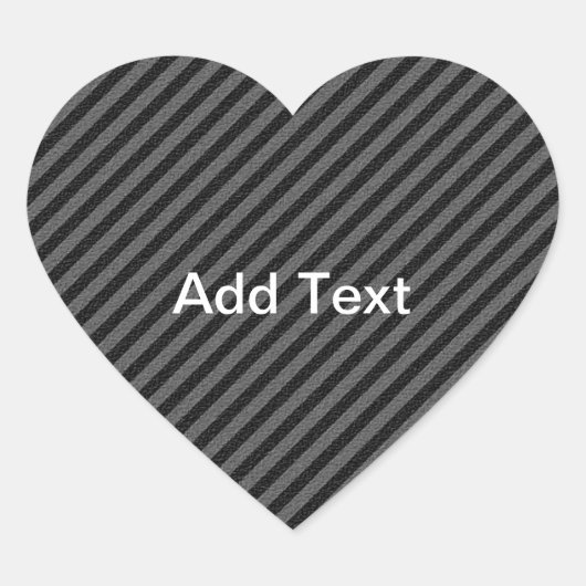 Sticker Cœur Bandes diagonales minces en noir et gris (Devant)
