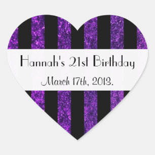 Sticker Cœur Bandes pourpres, Bandes Parties scintillant, Ligne