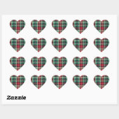 Sticker Cœur Bandes rouge vert plaid (Feuille)