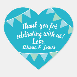 Sticker Cœur Bannières cardiaques de Merci personnalisables de 