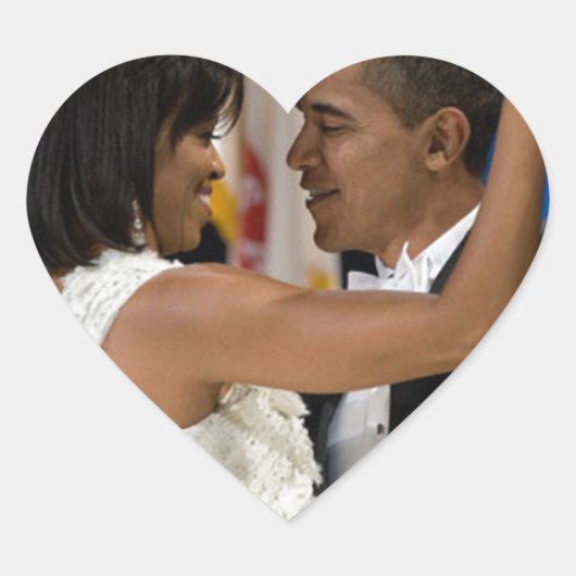 Sticker Cœur Barack et Michelle Obama (Devant)