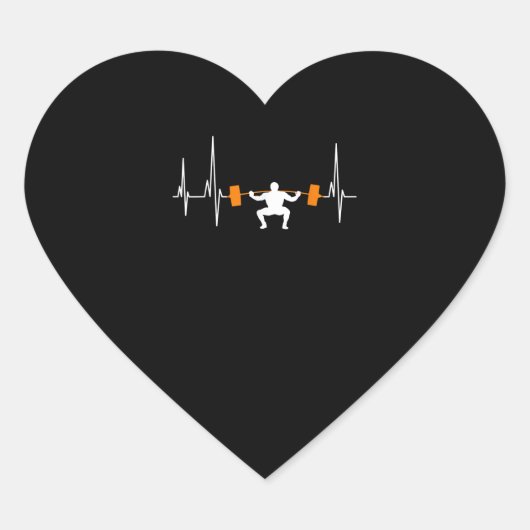 Sticker Cœur Barbell Weightlifting Heartbeat (Devant)
