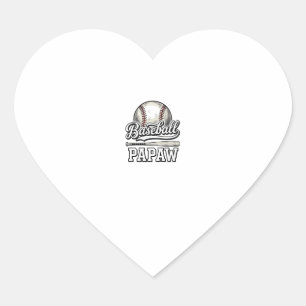 Sticker Cœur Baseball Papaw Gravure Vintage T-Shirt Design_1
